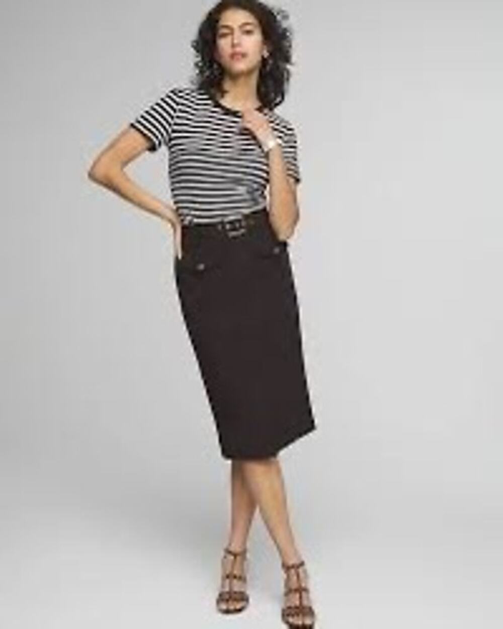 WHBM White House Black Market Cargo Pocket Midi Skirt in Black Size 0 XS